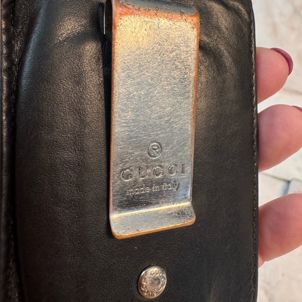 Gucci Men’s Black Leather Card & money Holder with additional pocket & belt clip - Picture 6 of 10
